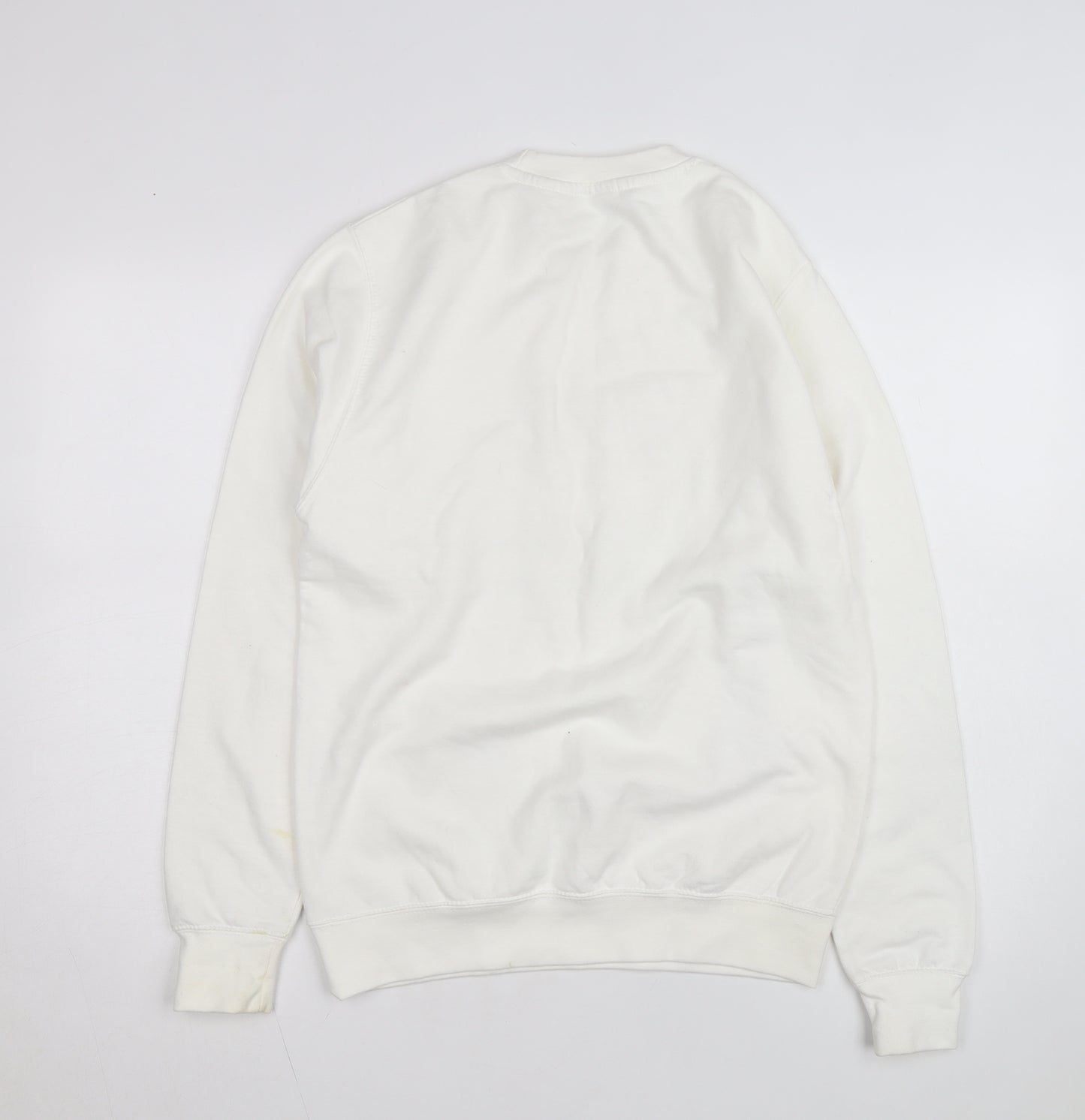 Just Hoods Women White Small Pullover Sweatshirt Snoopy ABBA Print