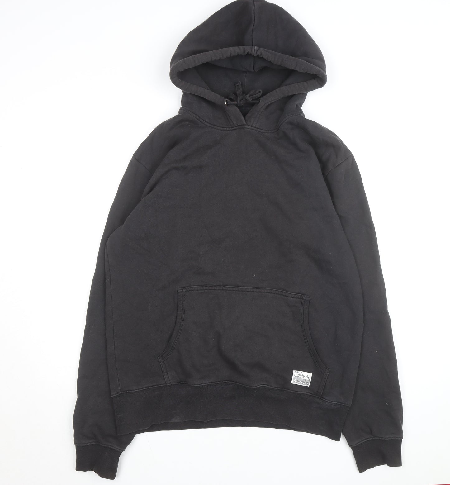 Silverstick Mens Black Organic Cotton Pullover Hoodie L