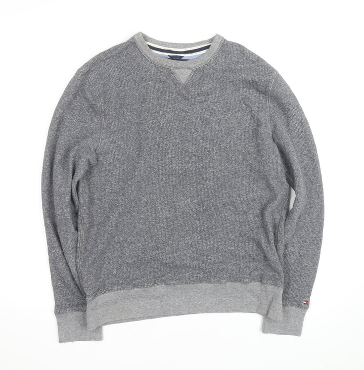 Tommy Hilfiger Men's Grey Cotton Crew Neck Pullover Sweatshirt M