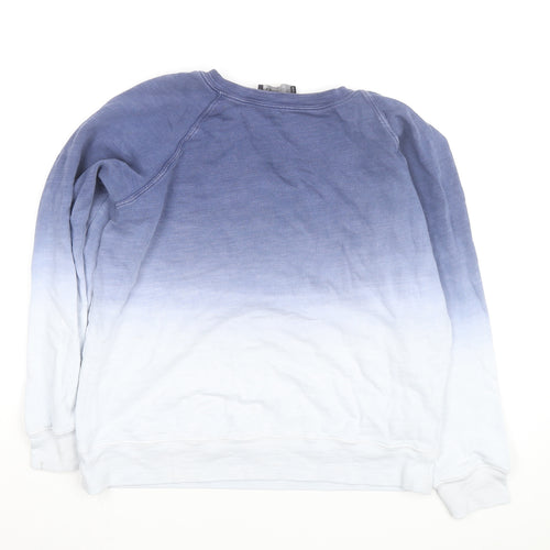Marks and Spencer Womens Blue Ombre Cotton Pullover Sweatshirt Size 14