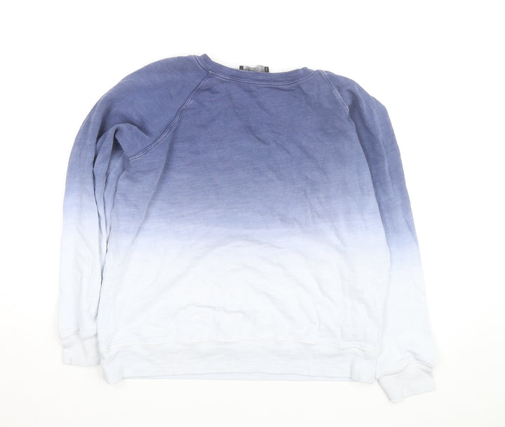Marks and Spencer Womens Blue Ombre Cotton Pullover Sweatshirt Size 14