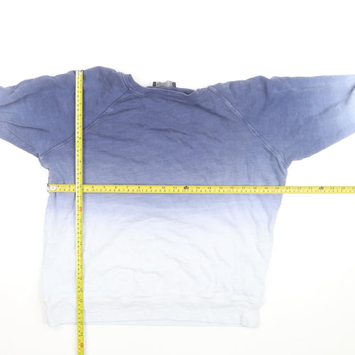 Marks and Spencer Womens Blue Ombre Cotton Pullover Sweatshirt Size 14