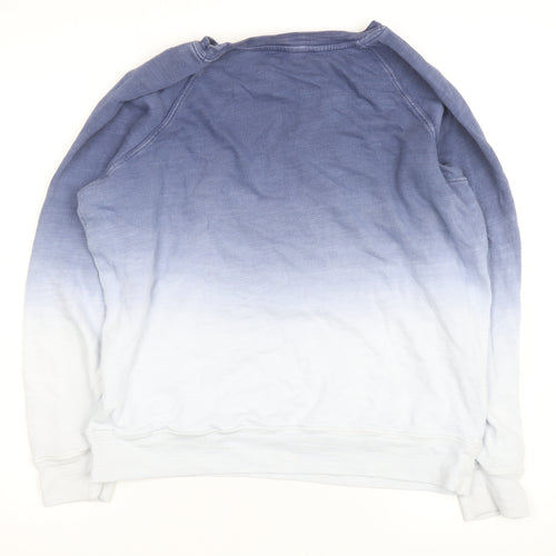 Marks and Spencer Womens Blue Ombre Cotton Pullover Sweatshirt Size 14
