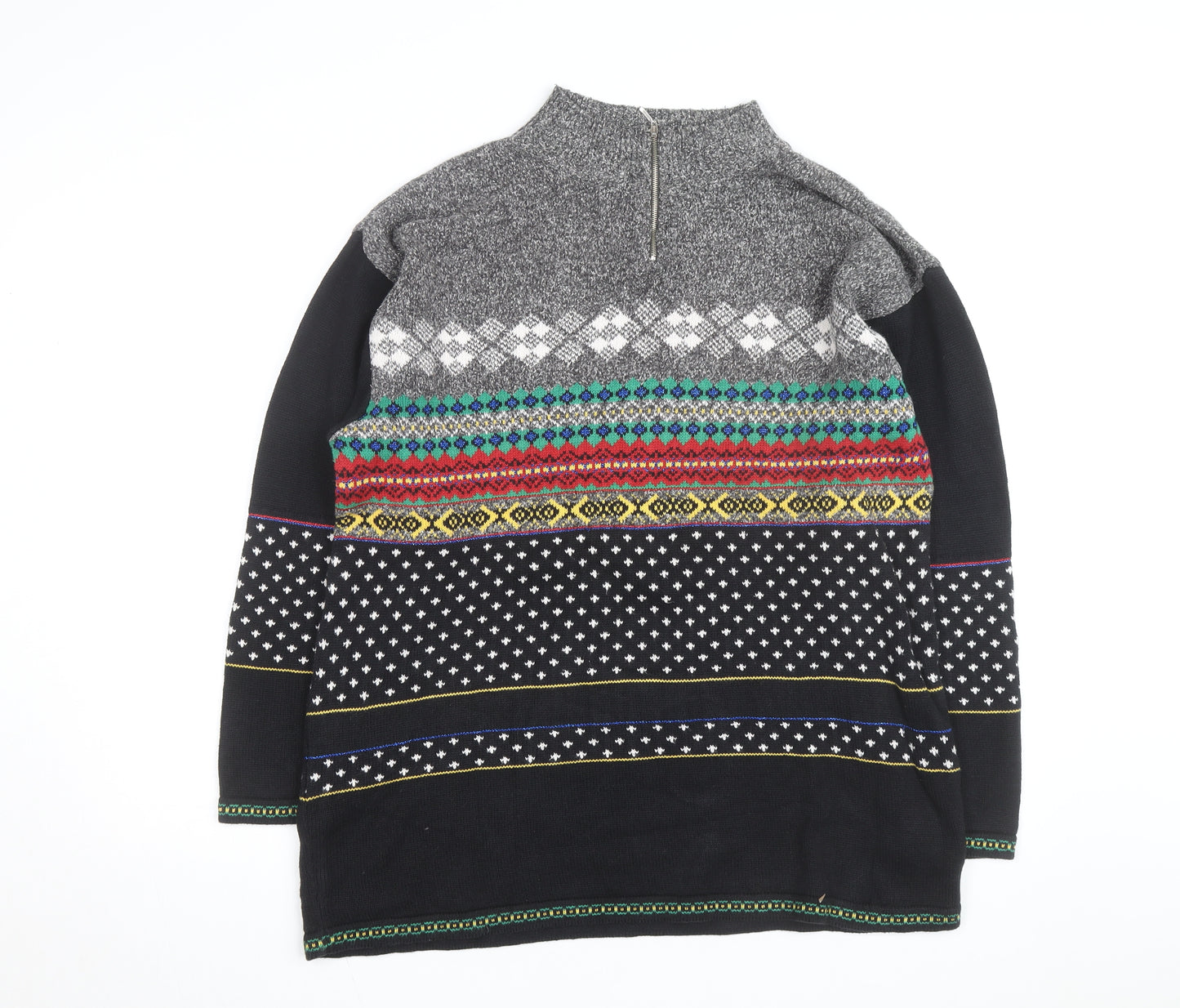Lizwear Women's Multicoloured Fair Isle Full Zip Jumper L