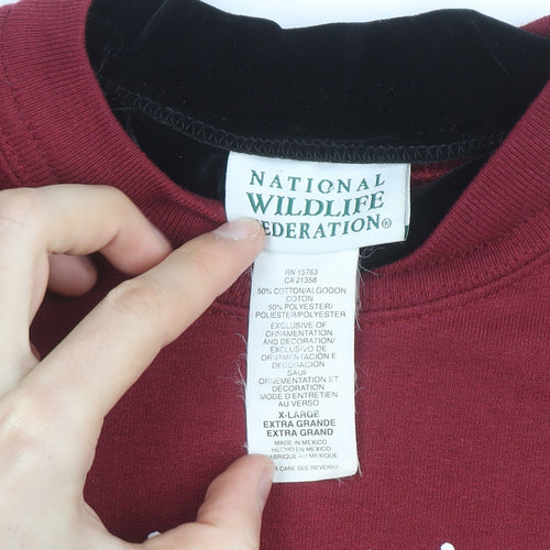 National Wildlife Federation Men's Red XL Pullover Sweatshirt Graphic