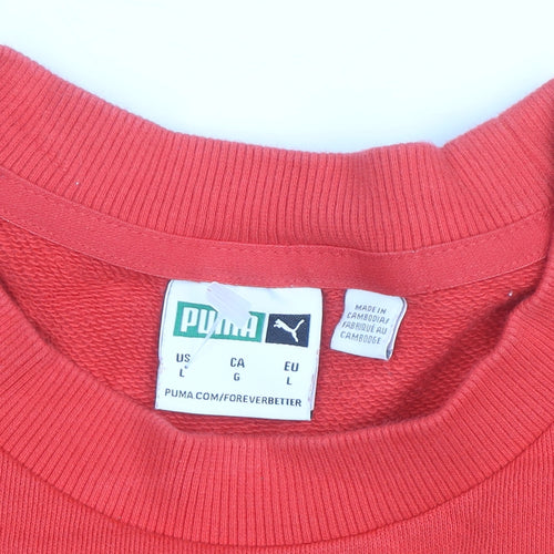 Puma Womens Red Crew Neck Pullover Sweatshirt Size L