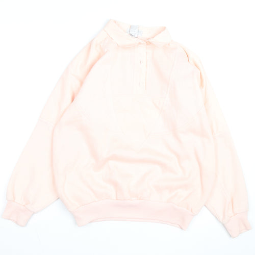 Lavon Womens Pink Collared Henley Knit Jumper Size S Vintage