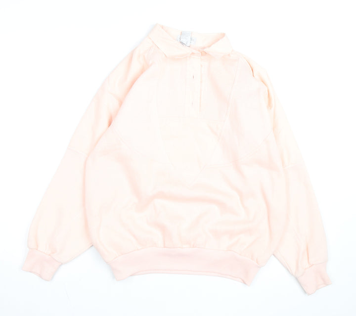 Lavon Womens Pink Collared Henley Knit Jumper Size S Vintage