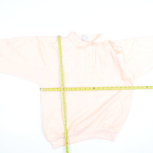 Lavon Womens Pink Collared Henley Knit Jumper Size S Vintage