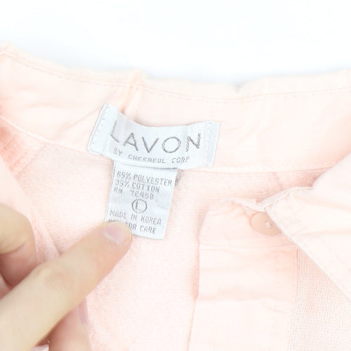 Lavon Womens Pink Collared Henley Knit Jumper Size S Vintage