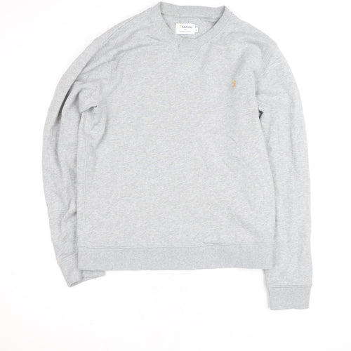 Farah Men's Grey Crew Neck Cotton Sweatshirt M Classic Fit