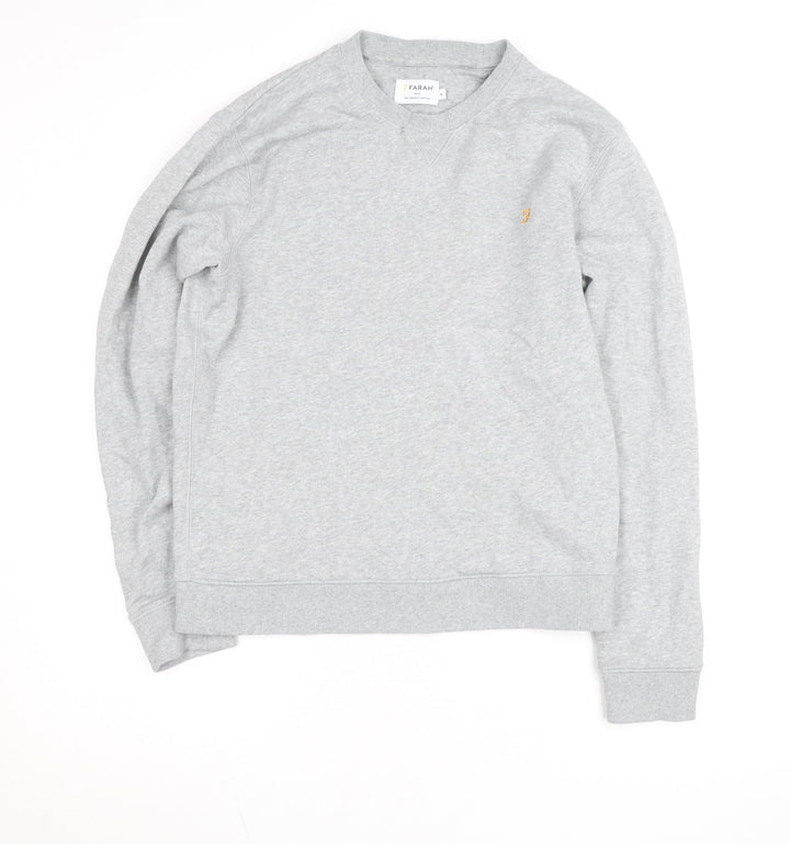 Farah Men's Grey Crew Neck Cotton Sweatshirt M Classic Fit