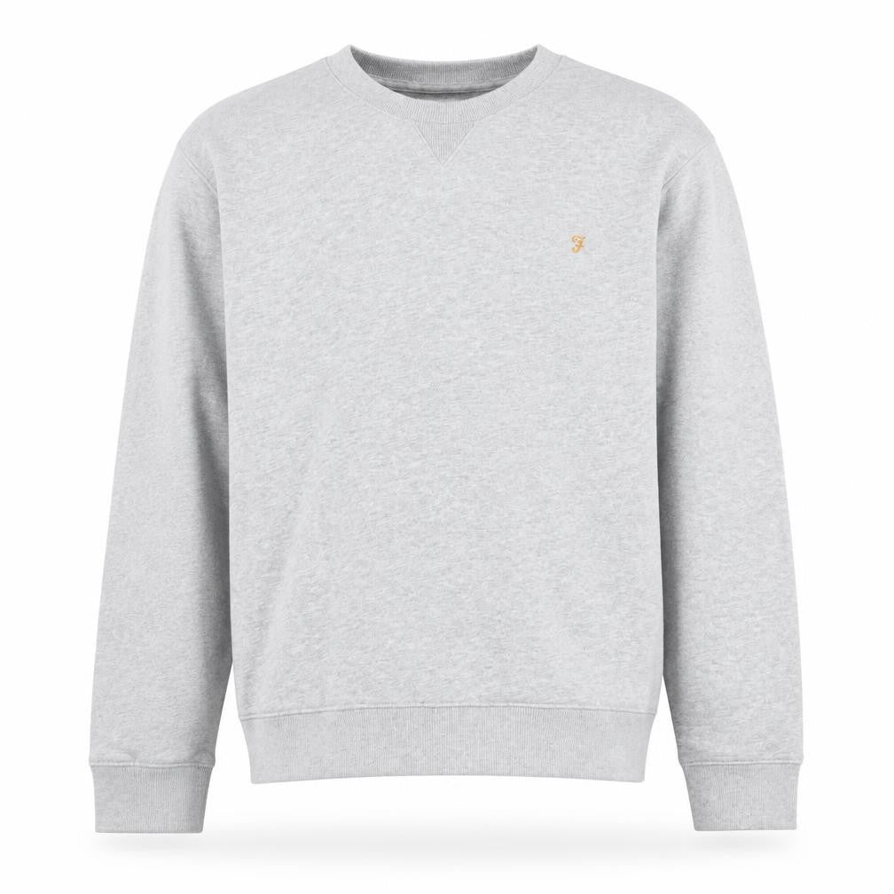 Front view of Farah Men's Grey Crew Neck Cotton Sweatshirt M Classic Fit