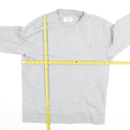 Farah Men's Grey Crew Neck Cotton Sweatshirt M Classic Fit