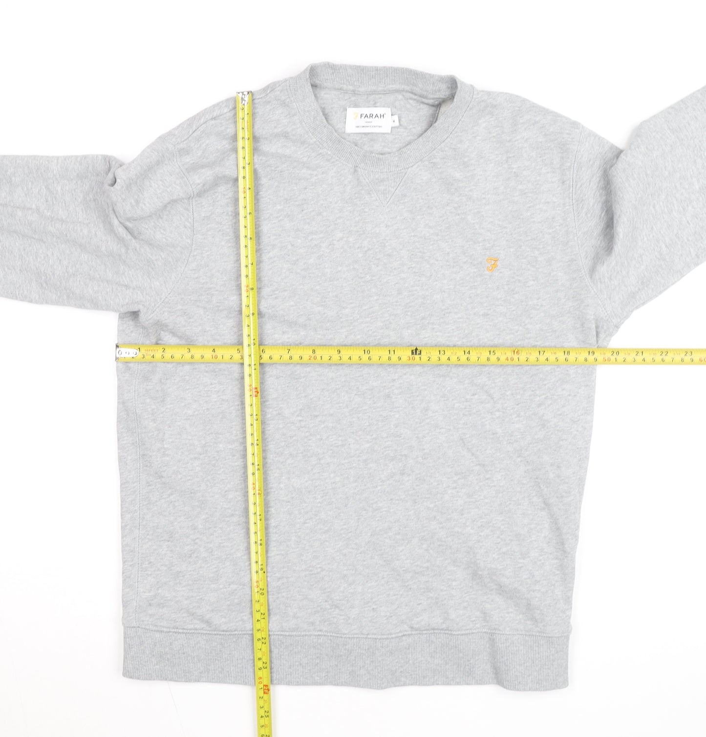 Farah Men's Grey Crew Neck Cotton Sweatshirt M Classic Fit