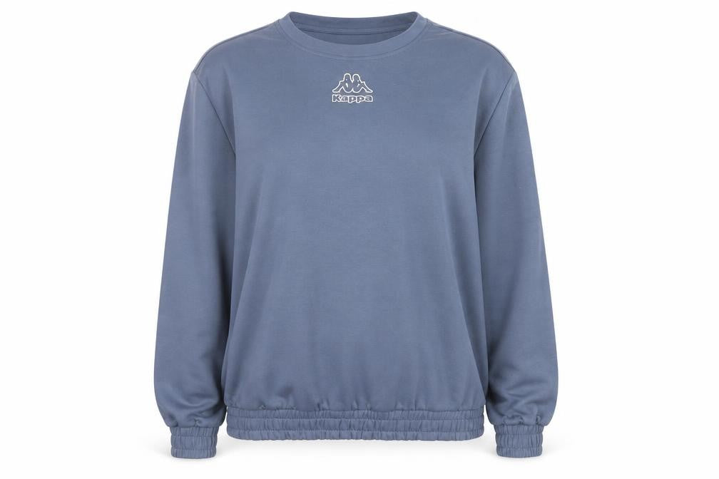 Front view of Kappa x Primark Women's Blue 2XL Pullover Sweatshirt