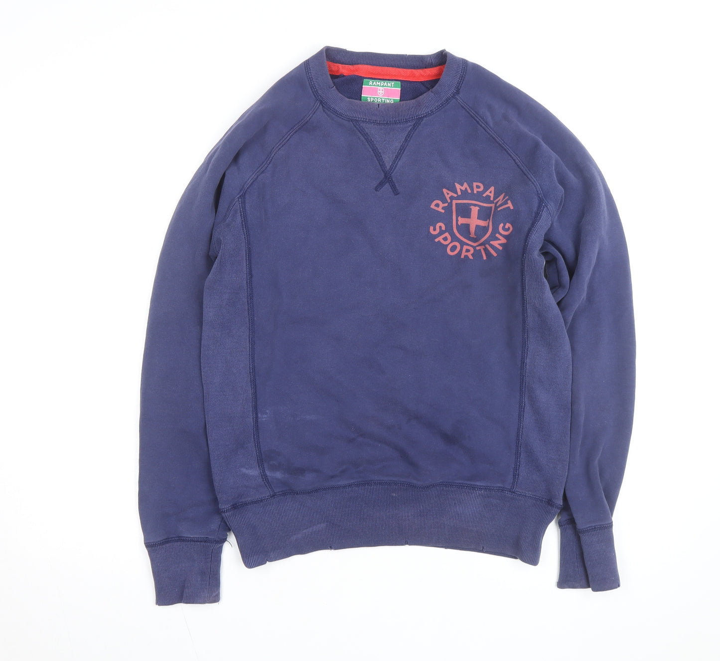 Rampant Sporting Men Blue Small Crew Neck Cotton Pullover Sweatshirt