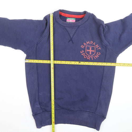 Rampant Sporting Men Blue Small Crew Neck Cotton Pullover Sweatshirt