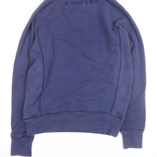 Rampant Sporting Men Blue Small Crew Neck Cotton Pullover Sweatshirt
