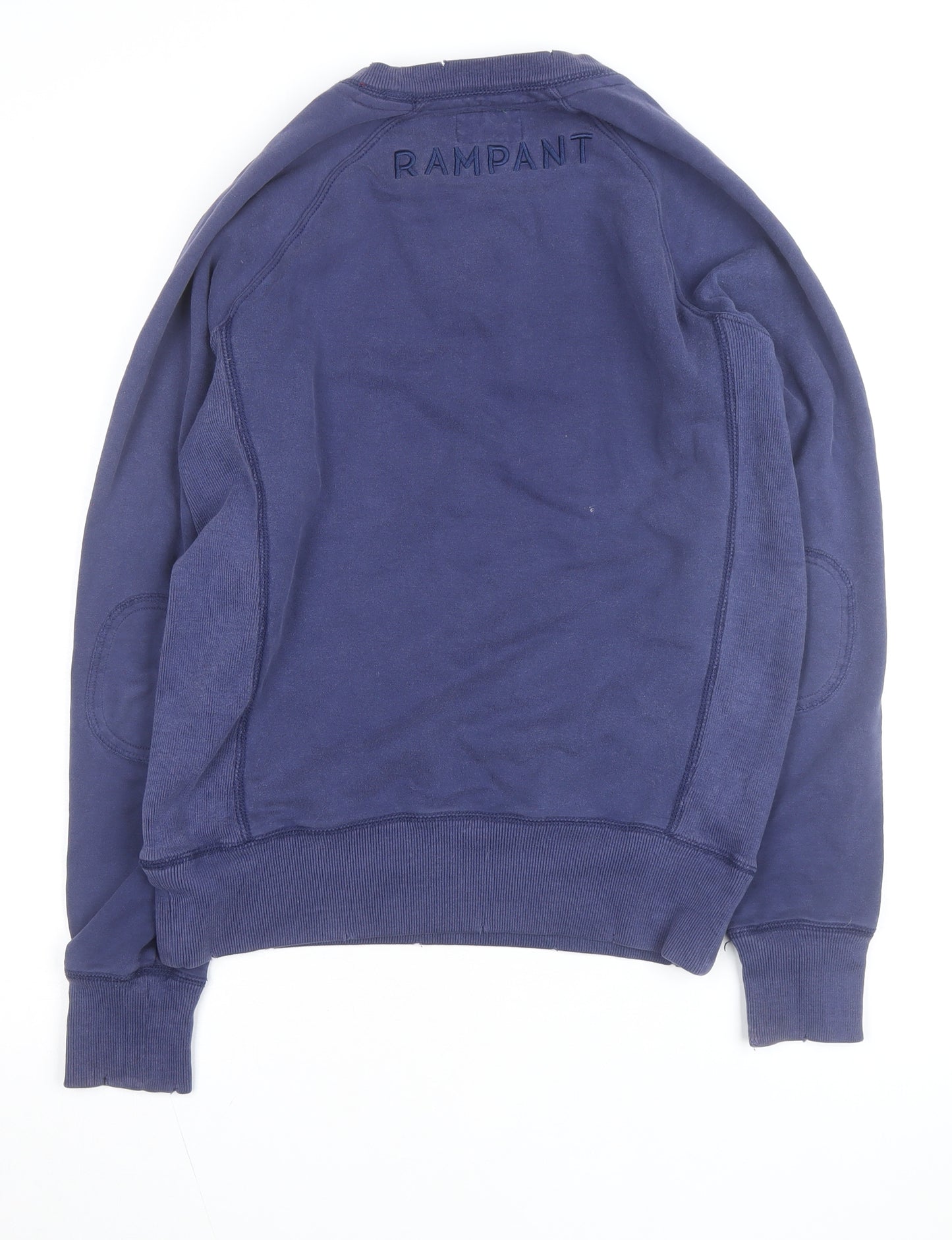 Rampant Sporting Men Blue Small Crew Neck Cotton Pullover Sweatshirt