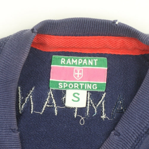 Rampant Sporting Men Blue Small Crew Neck Cotton Pullover Sweatshirt