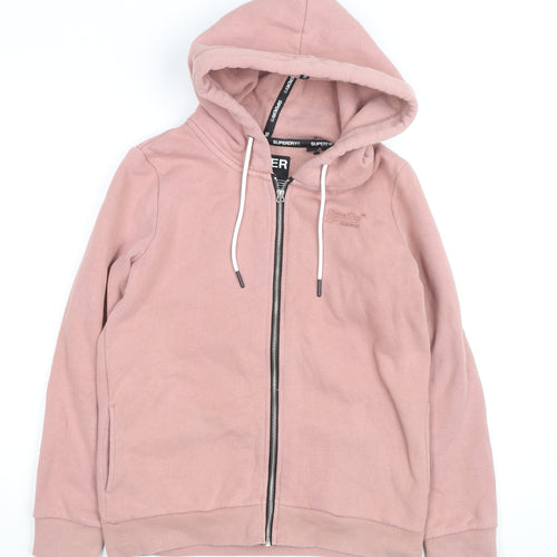 Superdry Womens Pink Full Zip Hoodie Size UK 8 Classic Fit