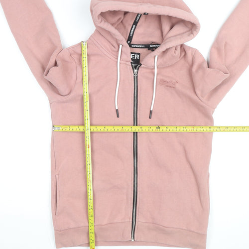 Superdry Womens Pink Full Zip Hoodie Size UK 8 Classic Fit