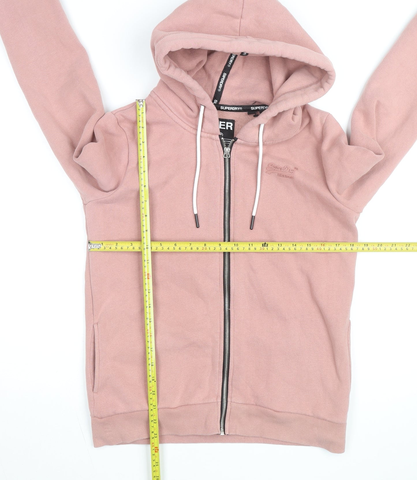 Superdry Womens Pink Full Zip Hoodie Size UK 8 Classic Fit