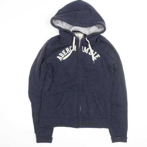 Abercrombie & Fitch Womens Navy Blue Full Zip Hoodie Size L Cotton Blend