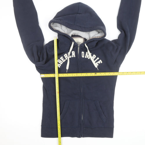 Abercrombie & Fitch Womens Navy Blue Full Zip Hoodie Size L Cotton Blend