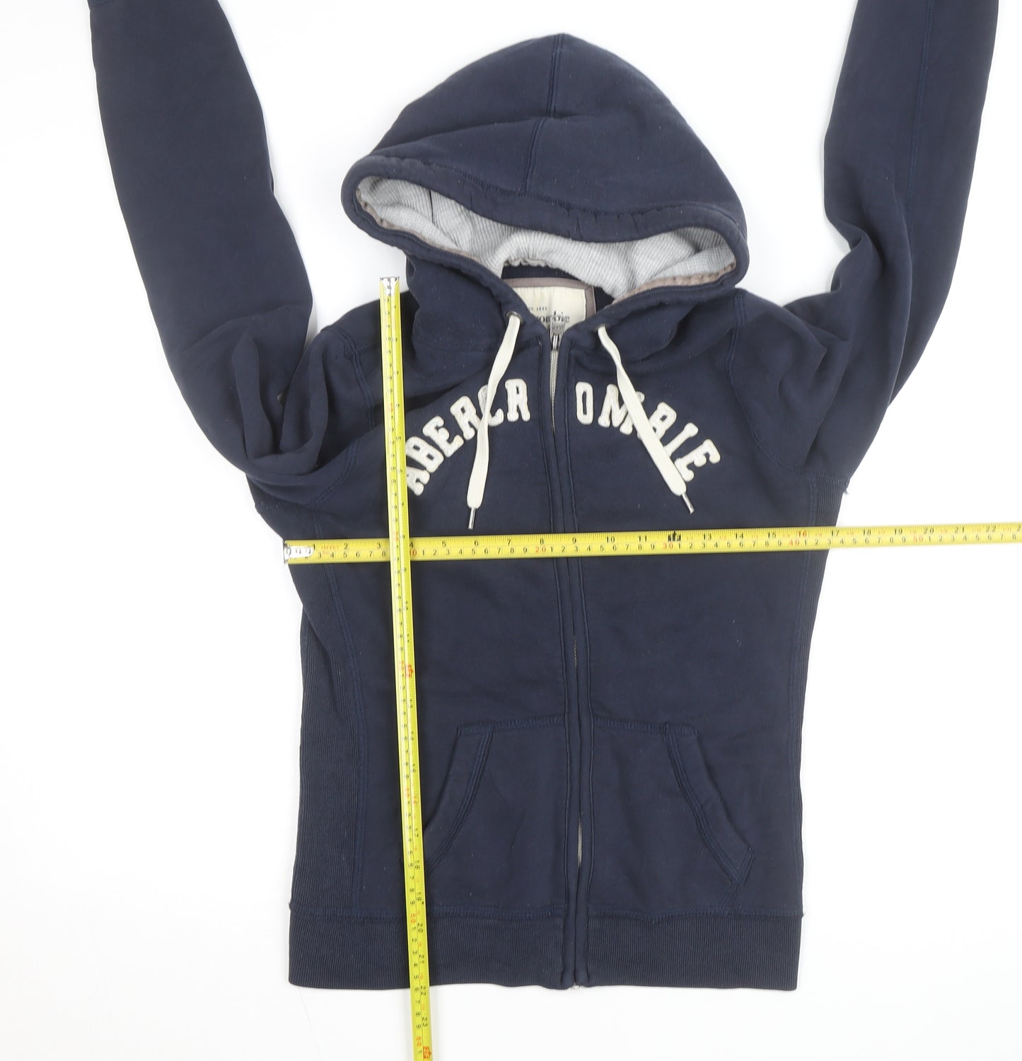 Abercrombie & Fitch Womens Navy Blue Full Zip Hoodie Size L Cotton Blend