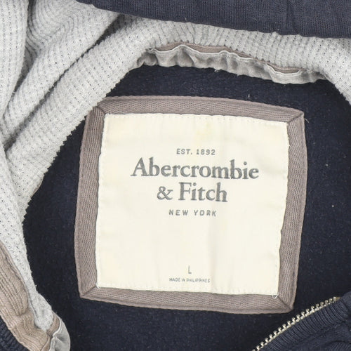 Abercrombie & Fitch Womens Navy Blue Full Zip Hoodie Size L Cotton Blend