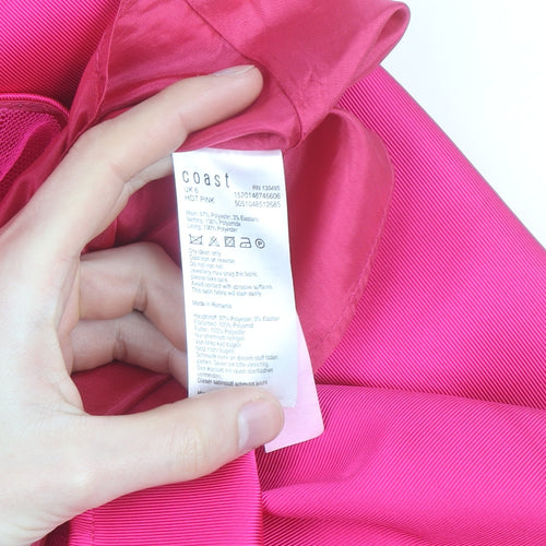 Coast Women’s Hot Pink A-Line Satin Skirt Size 6 Formal Party