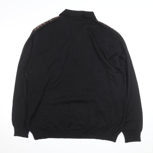 Gionfriddo Men's Black Geometric Knit Long Sleeve Button-Up XL