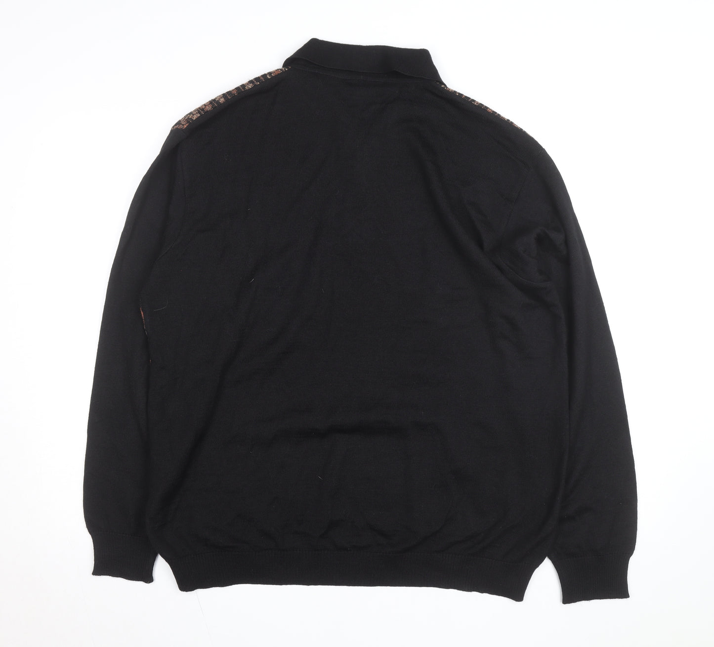 Gionfriddo Men's Black Geometric Knit Long Sleeve Button-Up XL