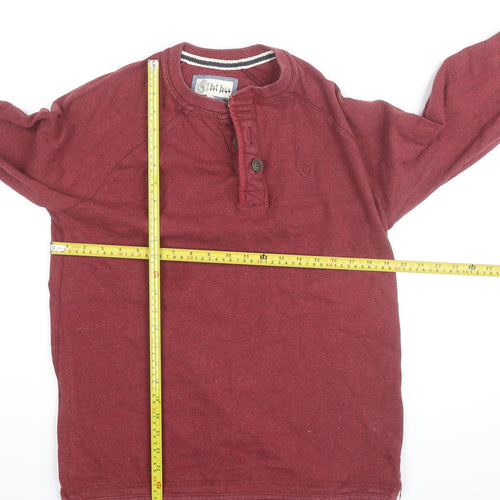 Fat Face Men's Red Long Sleeve Henley Cotton Top Size M