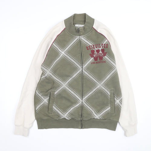 Quiksilver Men's Green & Cream Track Jacket Size L Full Zip Casual