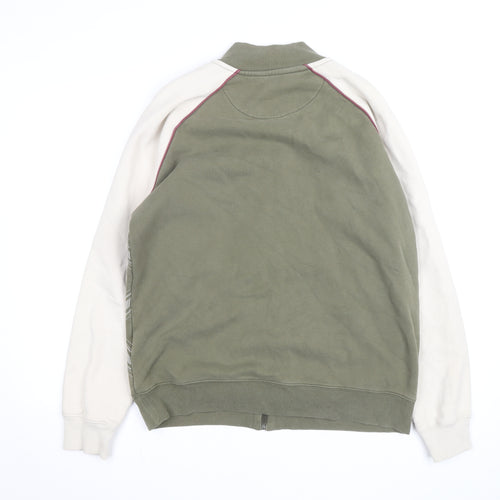 Quiksilver Men's Green & Cream Track Jacket Size L Full Zip Casual