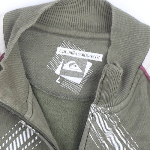 Quiksilver Men's Green & Cream Track Jacket Size L Full Zip Casual