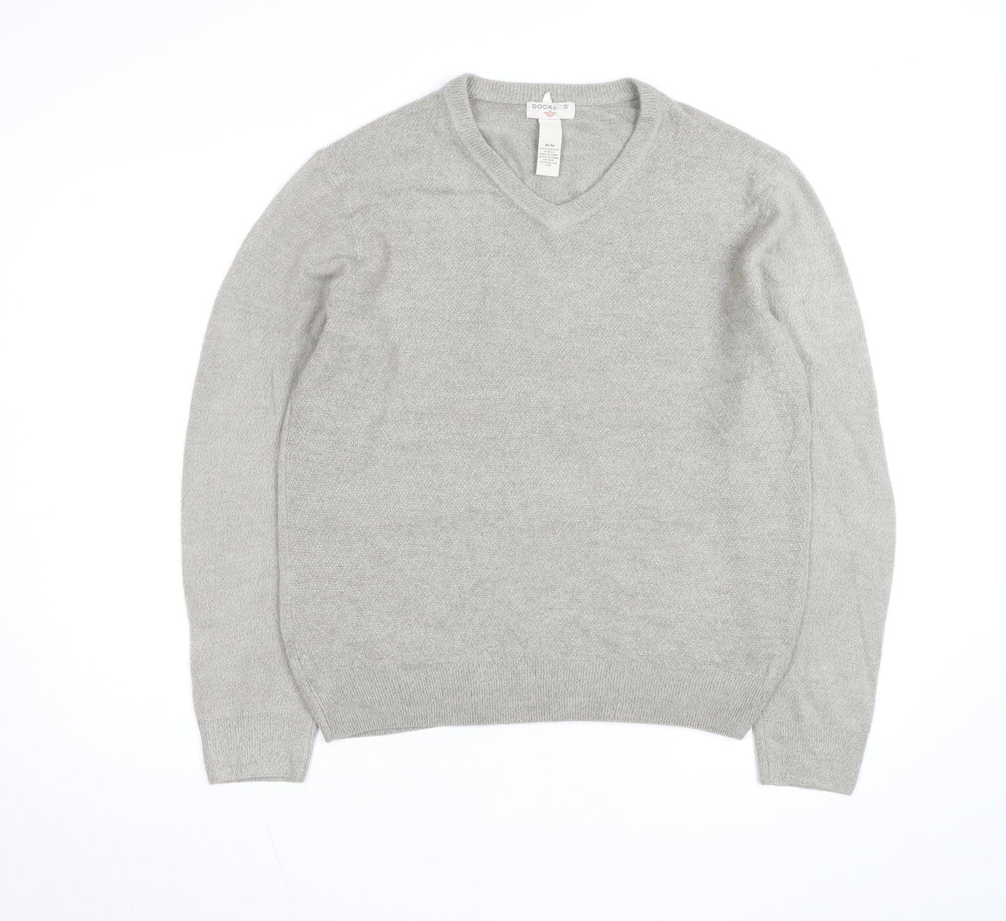 Dockers Men Grey V-Neck Acrylic Pullover Jumper M