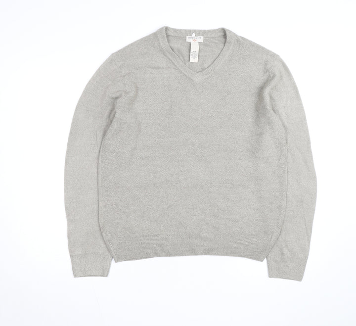 Dockers Men Grey V-Neck Acrylic Pullover Jumper M