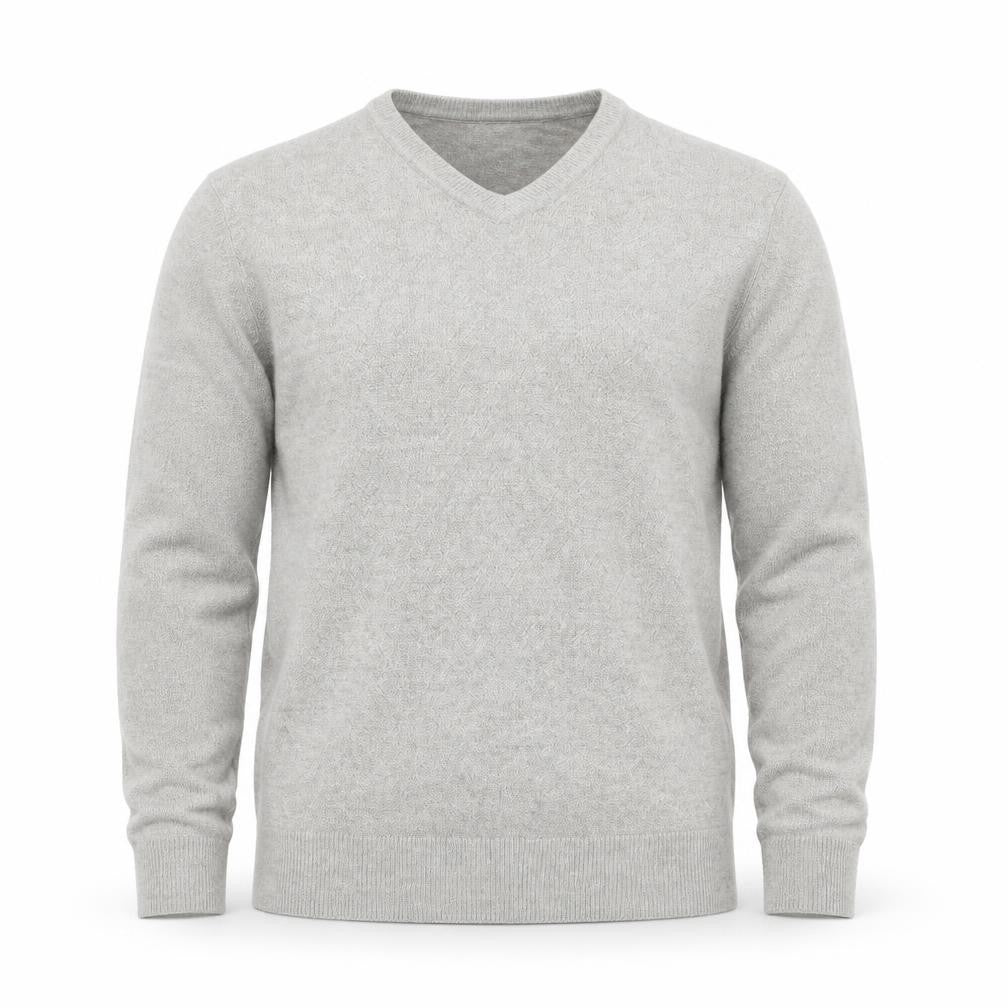 Front view of Dockers Men Grey V-Neck Acrylic jumper M