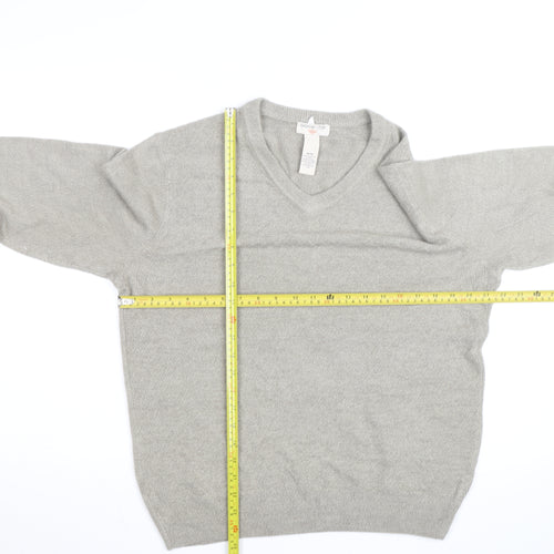 Dockers Men Grey V-Neck Acrylic Pullover Jumper M