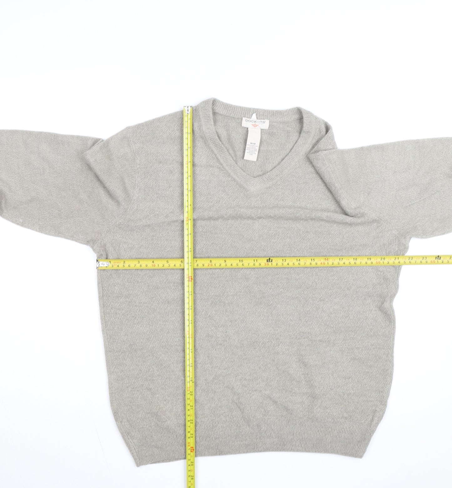 Dockers Men Grey V-Neck Acrylic Pullover Jumper M