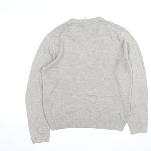 Dockers Men Grey V-Neck Acrylic Pullover Jumper M