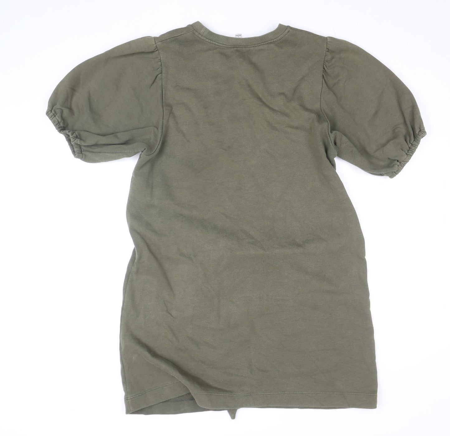 Miss Selfridge Women's Green Size 14 Puff Sleeve Belted T-Shirt Dress
