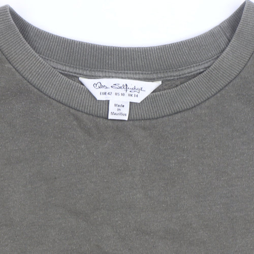 Miss Selfridge Women's Green Size 14 Puff Sleeve Belted T-Shirt Dress