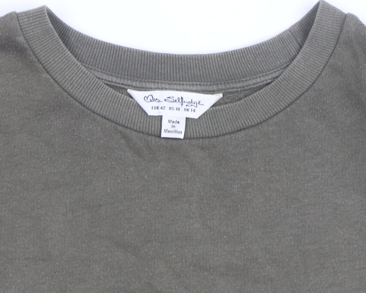 Miss Selfridge Women's Green Size 14 Puff Sleeve Belted T-Shirt Dress