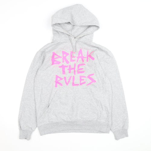 Topshop Women Grey 'Break The Rules' Pullover Hoodie Size S/M