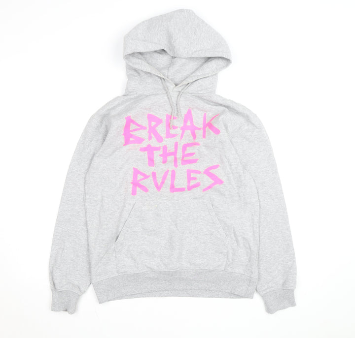 Topshop Women Grey 'Break The Rules' Pullover Hoodie Size S/M